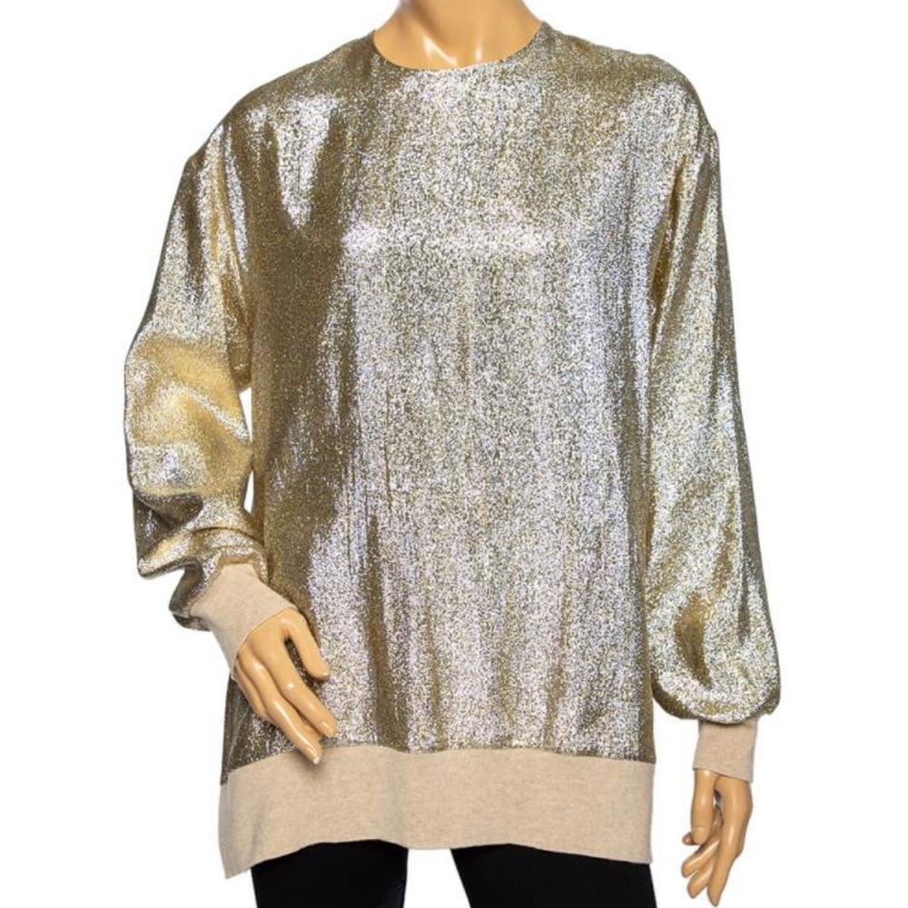 Stella McCartney Metallic Silk & Wool Trimmed Blouse